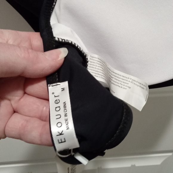 Black Bikini Swimsuit NWT Halter Top Ekouaer, NWT Bottoms J. Crew Size M - Picture 8 of 16